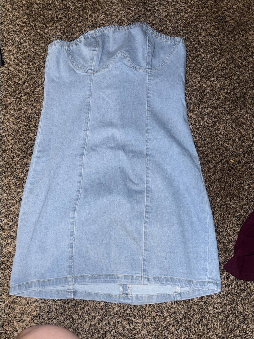 SHEIN Light Blue Strapless Denim Mini Dress